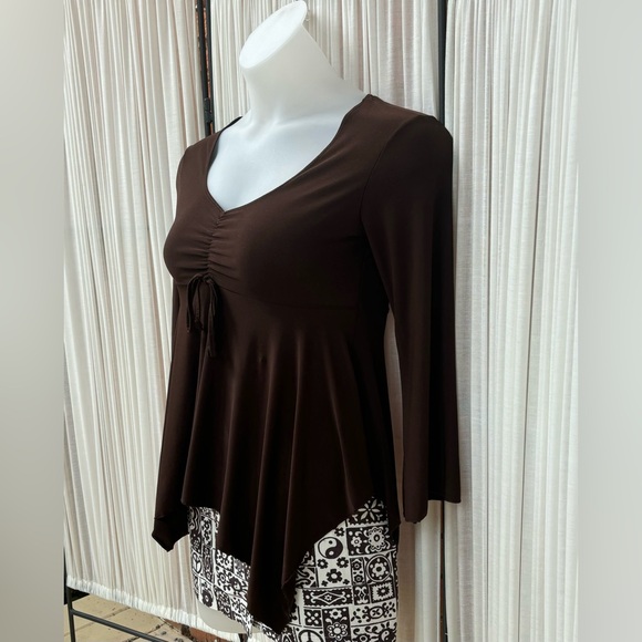 dark brown babydoll style top - Picture 2 of 3